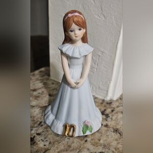 Charming Girl Figurine In Light Blue For 10th Birthday 1982 Enesco